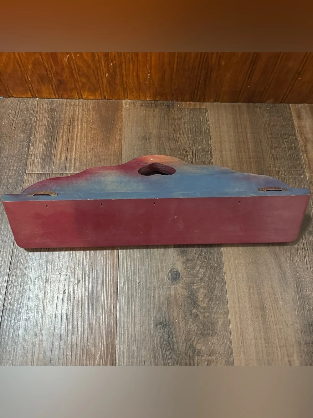 Rustic Heart Accent Wall Shelf - Red
